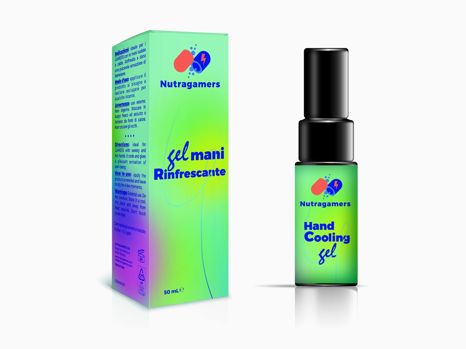 Hand Cooling Gel box and spray bottle, 50 mL