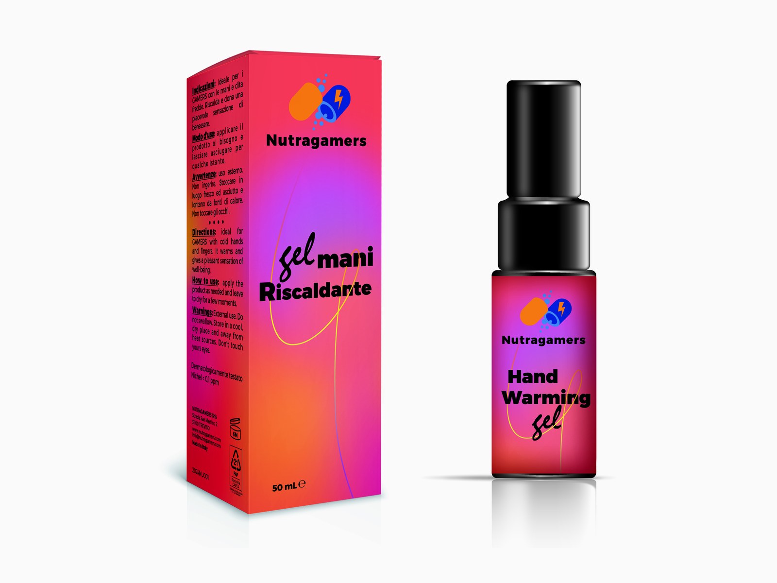 Hand Warming Gel box and spray bottle, 50 mL